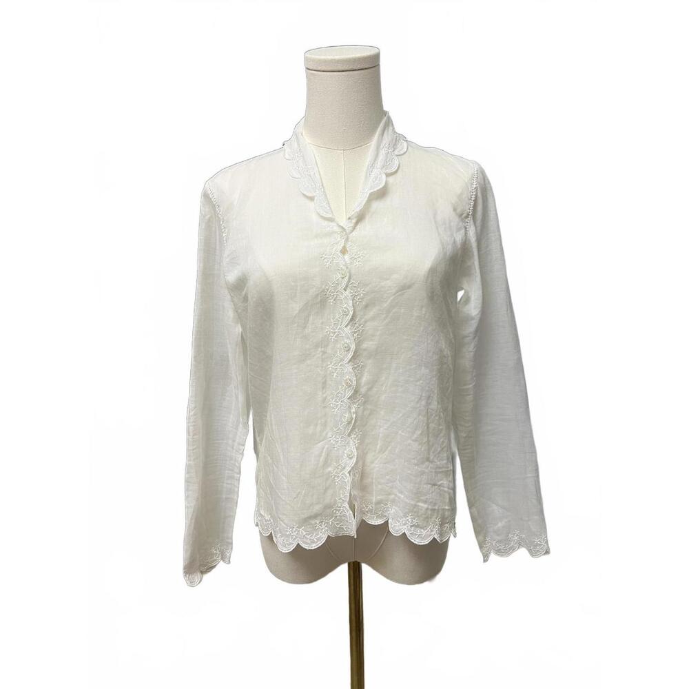 Elegant INC White Lace-Trimmed Blouse